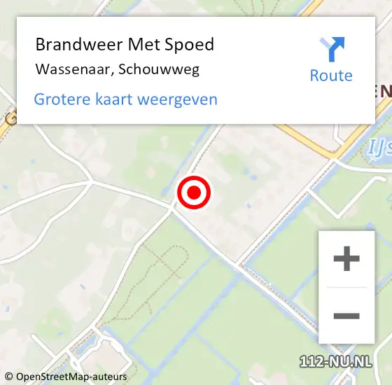 Locatie op kaart van de 112 melding: Brandweer Met Spoed Naar Wassenaar, Schouwweg op 15 mei 2024 23:35