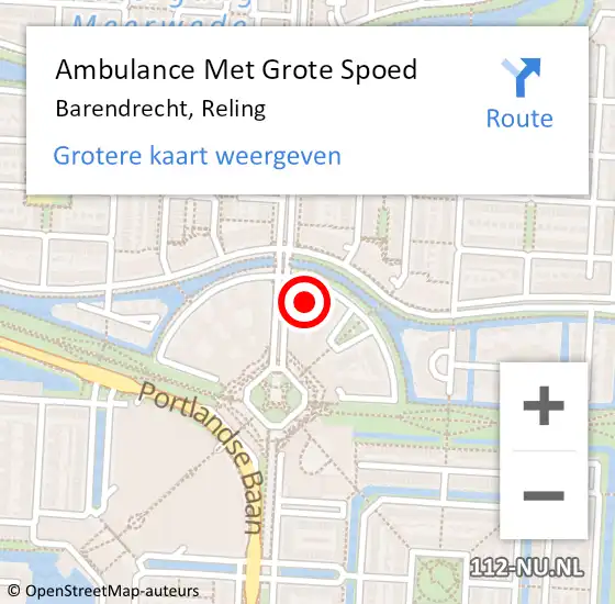 Locatie op kaart van de 112 melding: Ambulance Met Grote Spoed Naar Barendrecht, Reling op 15 mei 2024 23:40