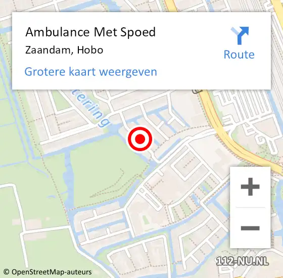 Locatie op kaart van de 112 melding: Ambulance Met Spoed Naar Zaandam, Hobo op 15 mei 2024 23:44