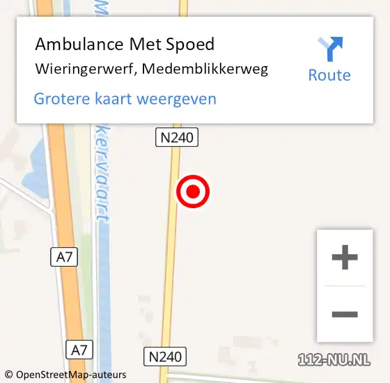 Locatie op kaart van de 112 melding: Ambulance Met Spoed Naar Wieringerwerf, Medemblikkerweg op 15 mei 2024 23:50