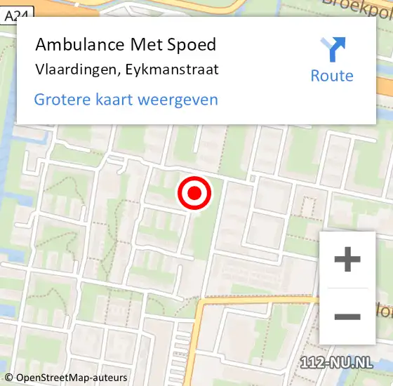 Locatie op kaart van de 112 melding: Ambulance Met Spoed Naar Vlaardingen, Eykmanstraat op 16 mei 2024 00:08