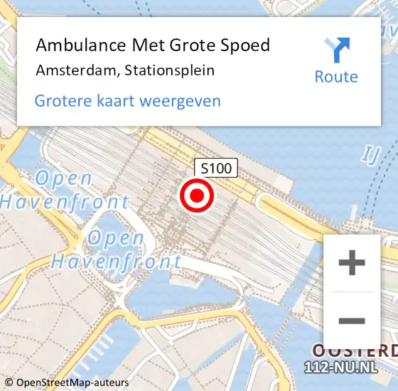 Locatie op kaart van de 112 melding: Ambulance Met Grote Spoed Naar Amsterdam, Stationsplein op 16 mei 2024 00:19