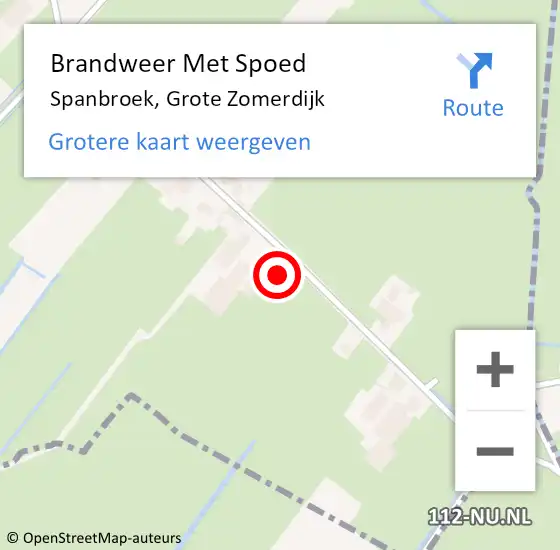 Locatie op kaart van de 112 melding: Brandweer Met Spoed Naar Spanbroek, Grote Zomerdijk op 16 mei 2024 00:29