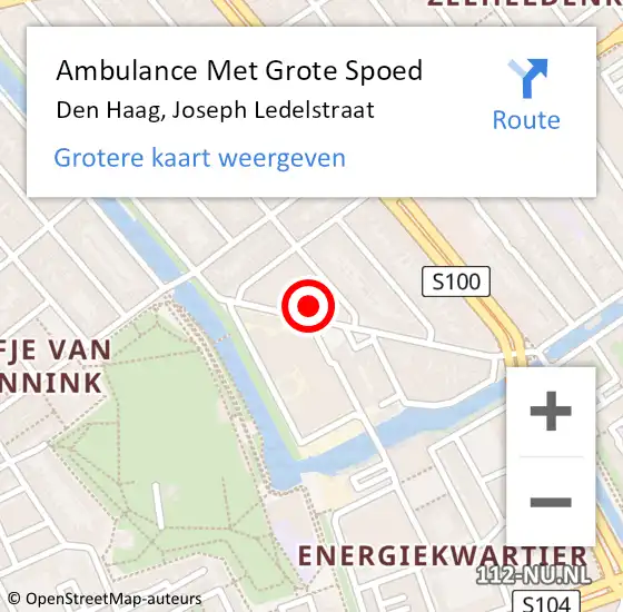 Locatie op kaart van de 112 melding: Ambulance Met Grote Spoed Naar Den Haag, Joseph Ledelstraat op 16 mei 2024 00:32