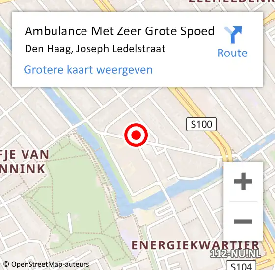 Locatie op kaart van de 112 melding: Ambulance Met Zeer Grote Spoed Naar Den Haag, Joseph Ledelstraat op 16 mei 2024 00:33