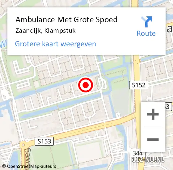 Locatie op kaart van de 112 melding: Ambulance Met Grote Spoed Naar Zaandijk, Klampstuk op 16 mei 2024 00:40