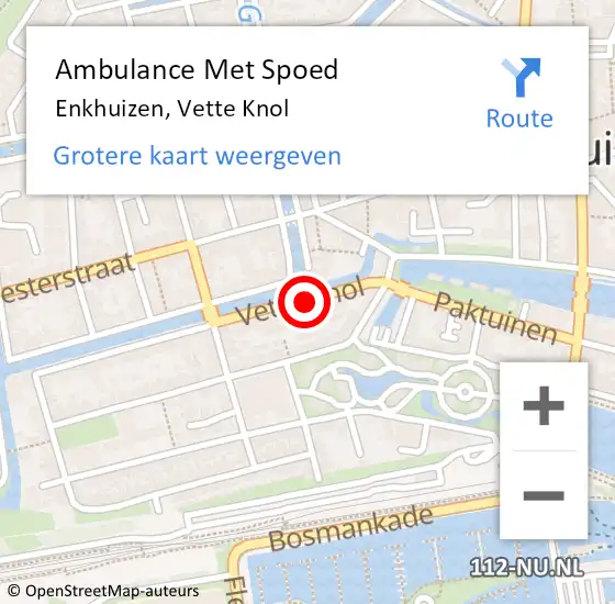Locatie op kaart van de 112 melding: Ambulance Met Spoed Naar Enkhuizen, Vette Knol op 16 mei 2024 01:06