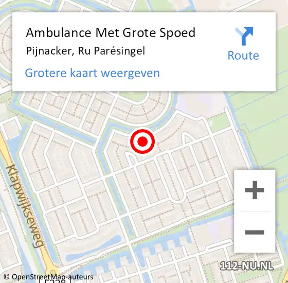 Locatie op kaart van de 112 melding: Ambulance Met Grote Spoed Naar Pijnacker, Ru Parésingel op 16 mei 2024 01:31