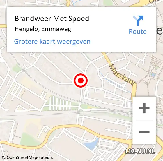 Locatie op kaart van de 112 melding: Brandweer Met Spoed Naar Hengelo, Emmaweg op 16 mei 2024 02:12