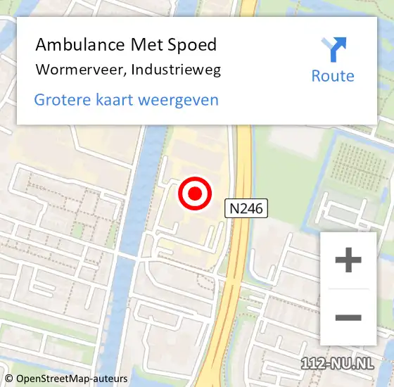 Locatie op kaart van de 112 melding: Ambulance Met Spoed Naar Wormerveer, Industrieweg op 16 mei 2024 02:14