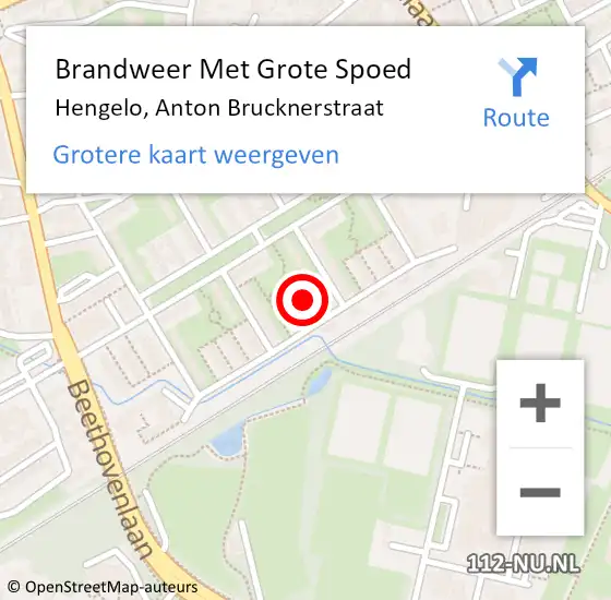 Locatie op kaart van de 112 melding: Brandweer Met Grote Spoed Naar Hengelo, Anton Brucknerstraat op 16 mei 2024 02:15