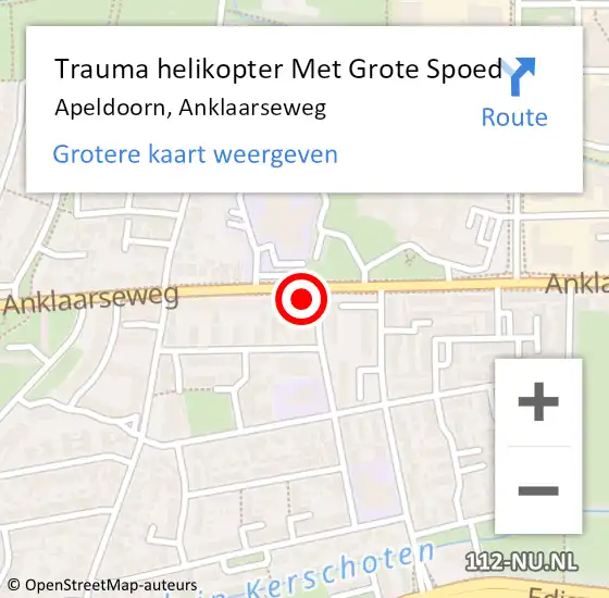 Locatie op kaart van de 112 melding: Trauma helikopter Met Grote Spoed Naar Apeldoorn, Anklaarseweg op 16 mei 2024 02:27