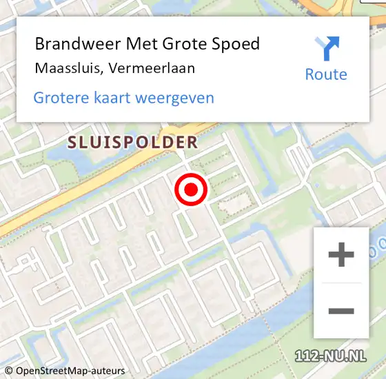 Locatie op kaart van de 112 melding: Brandweer Met Grote Spoed Naar Maassluis, Vermeerlaan op 16 mei 2024 02:34