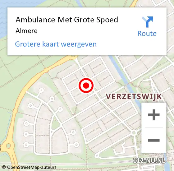 Locatie op kaart van de 112 melding: Ambulance Met Grote Spoed Naar Almere op 16 mei 2024 02:39