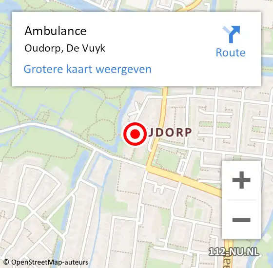 Locatie op kaart van de 112 melding: Ambulance Oudorp, De Vuyk op 6 oktober 2014 07:38