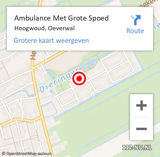 Locatie op kaart van de 112 melding: Ambulance Met Grote Spoed Naar Hoogwoud, Oeverwal op 16 mei 2024 03:05