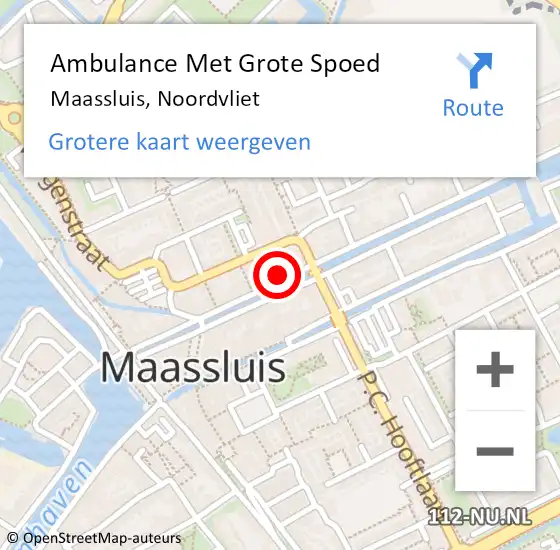 Locatie op kaart van de 112 melding: Ambulance Met Grote Spoed Naar Maassluis, Noordvliet op 16 mei 2024 03:15