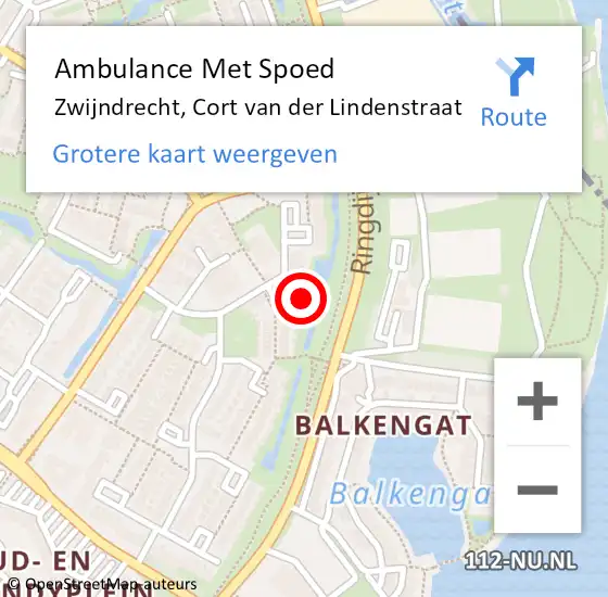 Locatie op kaart van de 112 melding: Ambulance Met Spoed Naar Zwijndrecht, Cort van der Lindenstraat op 16 mei 2024 03:18