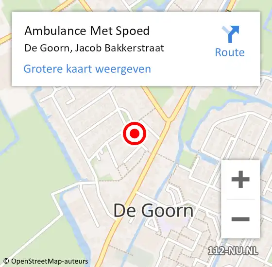 Locatie op kaart van de 112 melding: Ambulance Met Spoed Naar De Goorn, Jacob Bakkerstraat op 16 mei 2024 03:28
