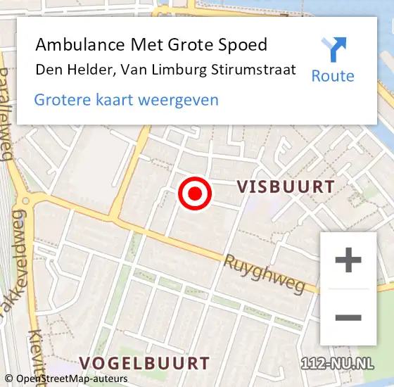 Locatie op kaart van de 112 melding: Ambulance Met Grote Spoed Naar Den Helder, Van Limburg Stirumstraat op 16 mei 2024 03:48