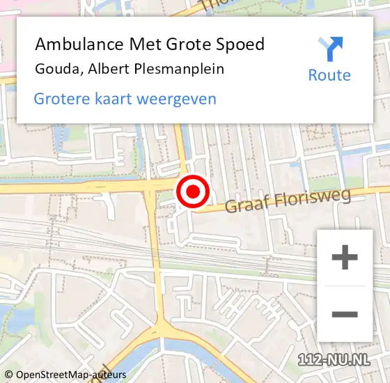Locatie op kaart van de 112 melding: Ambulance Met Grote Spoed Naar Gouda, Albert Plesmanplein op 16 mei 2024 04:27