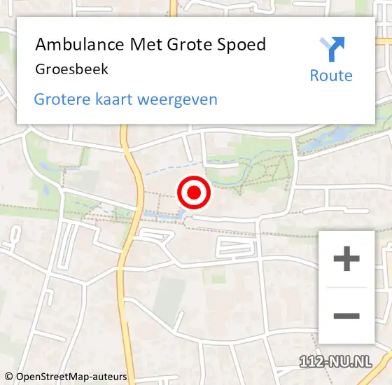 Locatie op kaart van de 112 melding: Ambulance Met Grote Spoed Naar Groesbeek op 16 mei 2024 04:38