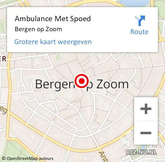 Locatie op kaart van de 112 melding: Ambulance Met Spoed Naar Bergen op Zoom op 16 mei 2024 04:47