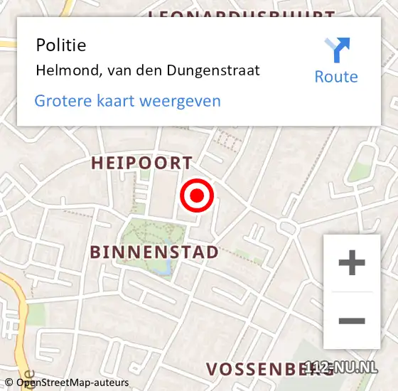 Locatie op kaart van de 112 melding: Politie Helmond, van den Dungenstraat op 16 mei 2024 05:04