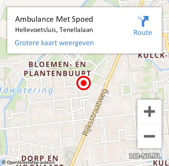 Locatie op kaart van de 112 melding: Ambulance Met Spoed Naar Hellevoetsluis, Tenellalaan op 16 mei 2024 05:07