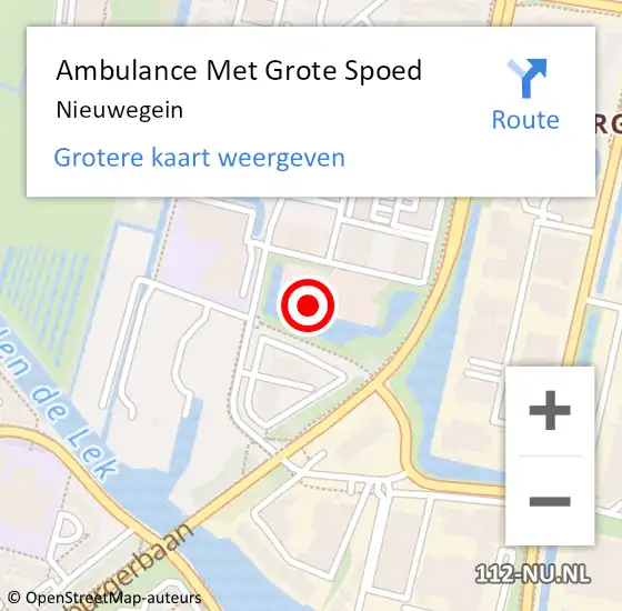 Locatie op kaart van de 112 melding: Ambulance Met Grote Spoed Naar Nieuwegein op 16 mei 2024 05:35