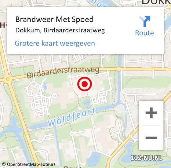 Locatie op kaart van de 112 melding: Brandweer Met Spoed Naar Dokkum, Birdaarderstraatweg op 16 mei 2024 06:02