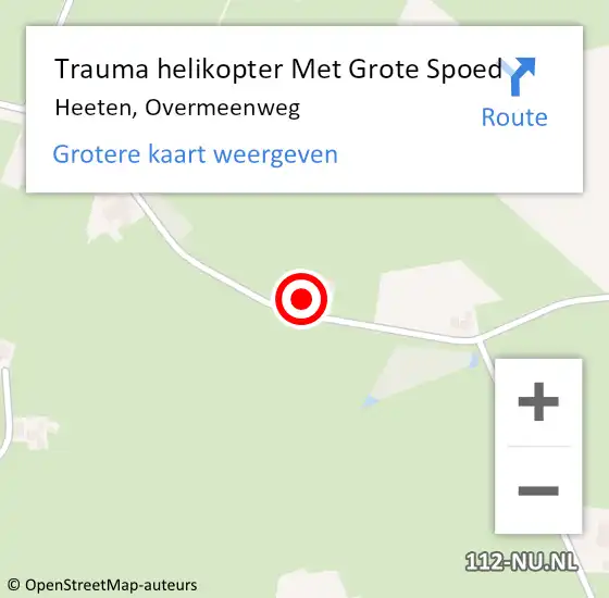 Locatie op kaart van de 112 melding: Trauma helikopter Met Grote Spoed Naar Heeten, Overmeenweg op 16 mei 2024 06:31