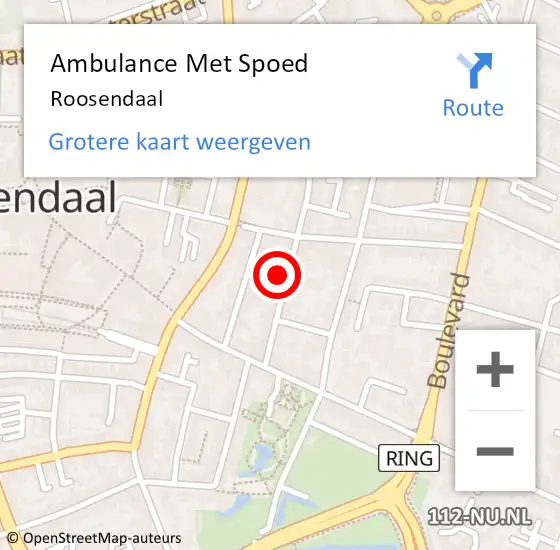 Locatie op kaart van de 112 melding: Ambulance Met Spoed Naar Roosendaal op 16 mei 2024 06:42