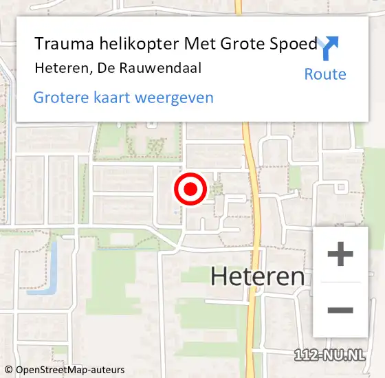 Locatie op kaart van de 112 melding: Trauma helikopter Met Grote Spoed Naar Heteren, De Rauwendaal op 16 mei 2024 06:44