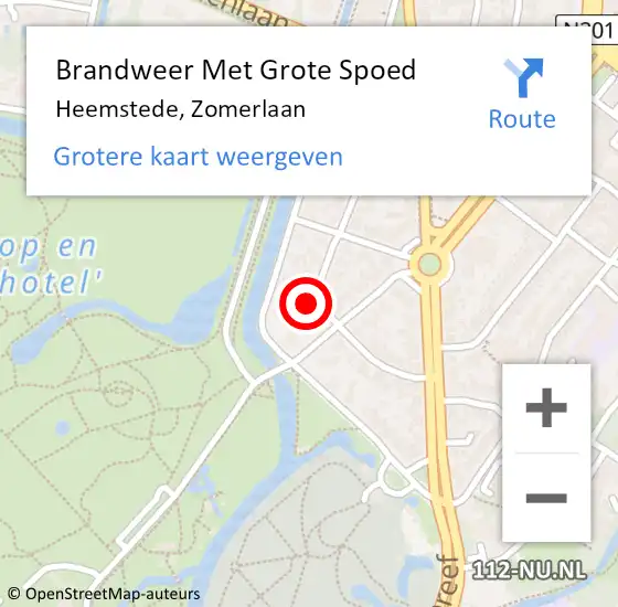 Locatie op kaart van de 112 melding: Brandweer Met Grote Spoed Naar Heemstede, Zomerlaan op 16 mei 2024 06:45