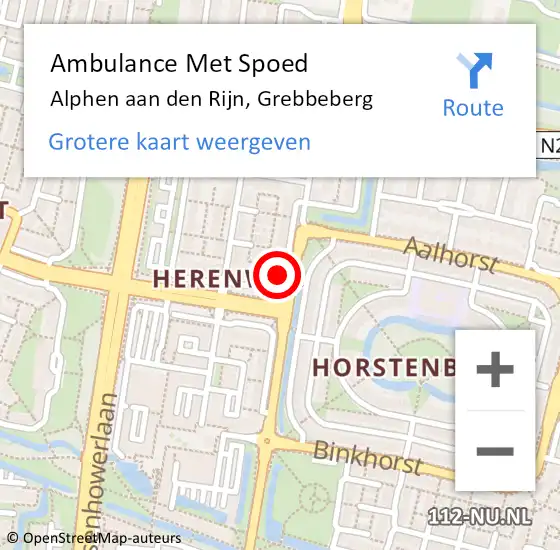 Locatie op kaart van de 112 melding: Ambulance Met Spoed Naar Alphen aan den Rijn, Grebbeberg op 16 mei 2024 07:03