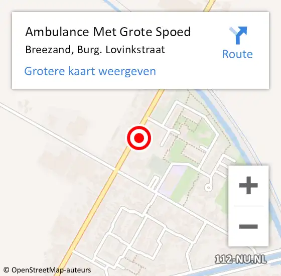Locatie op kaart van de 112 melding: Ambulance Met Grote Spoed Naar Breezand, Burg. Lovinkstraat op 16 mei 2024 07:05