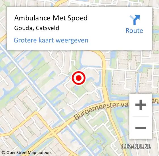 Locatie op kaart van de 112 melding: Ambulance Met Spoed Naar Gouda, Catsveld op 16 mei 2024 07:17