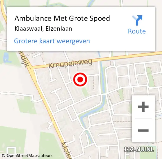 Locatie op kaart van de 112 melding: Ambulance Met Grote Spoed Naar Klaaswaal, Elzenlaan op 16 mei 2024 07:20