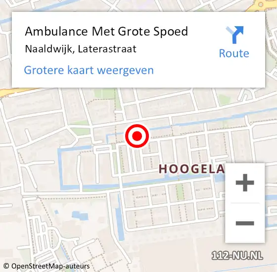 Locatie op kaart van de 112 melding: Ambulance Met Grote Spoed Naar Naaldwijk, Laterastraat op 16 mei 2024 07:21