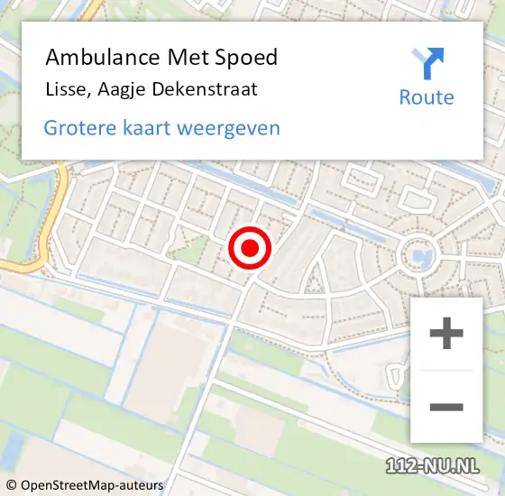 Locatie op kaart van de 112 melding: Ambulance Met Spoed Naar Lisse, Aagje Dekenstraat op 16 mei 2024 07:22
