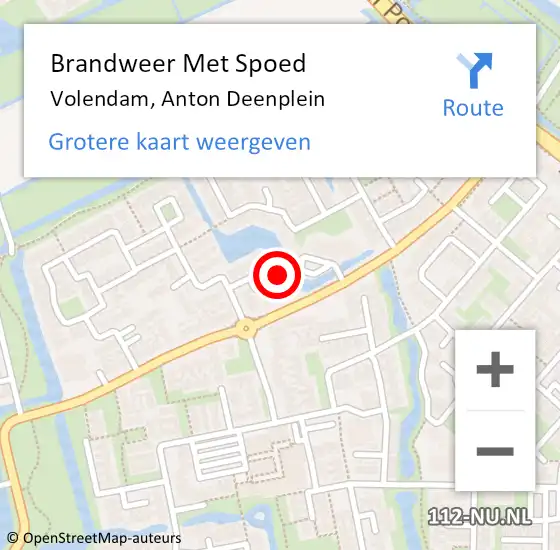 Locatie op kaart van de 112 melding: Brandweer Met Spoed Naar Volendam, Anton Deenplein op 16 mei 2024 07:25