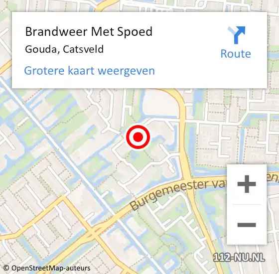 Locatie op kaart van de 112 melding: Brandweer Met Spoed Naar Gouda, Catsveld op 16 mei 2024 07:33