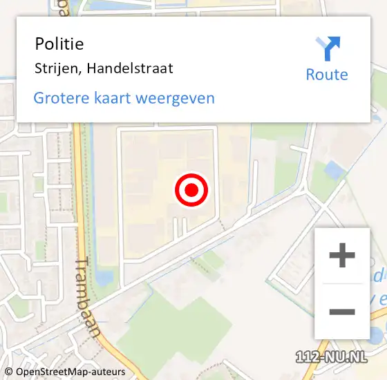 Locatie op kaart van de 112 melding: Politie Strijen, Handelstraat op 16 mei 2024 07:40