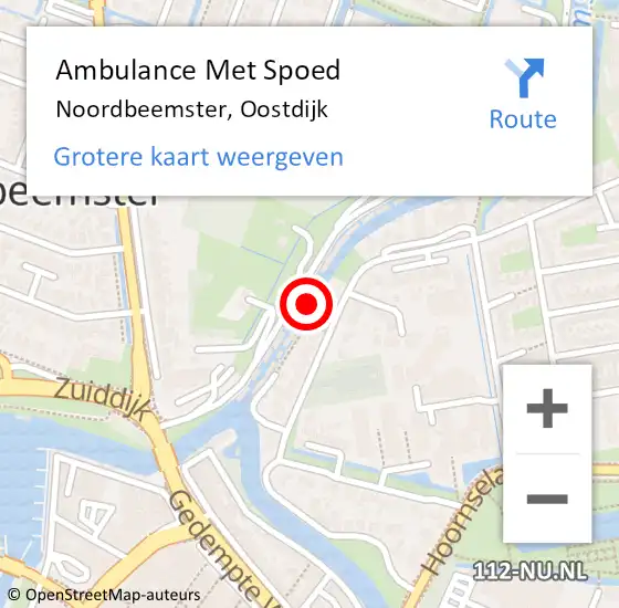 Locatie op kaart van de 112 melding: Ambulance Met Spoed Naar Noordbeemster, Oostdijk op 16 mei 2024 07:50
