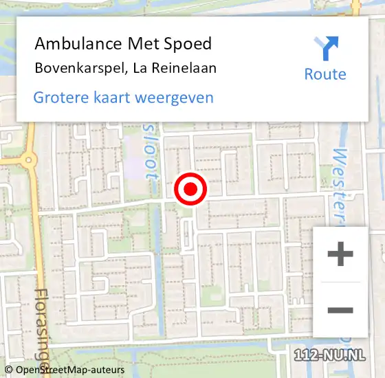 Locatie op kaart van de 112 melding: Ambulance Met Spoed Naar Bovenkarspel, La Reinelaan op 16 mei 2024 07:52
