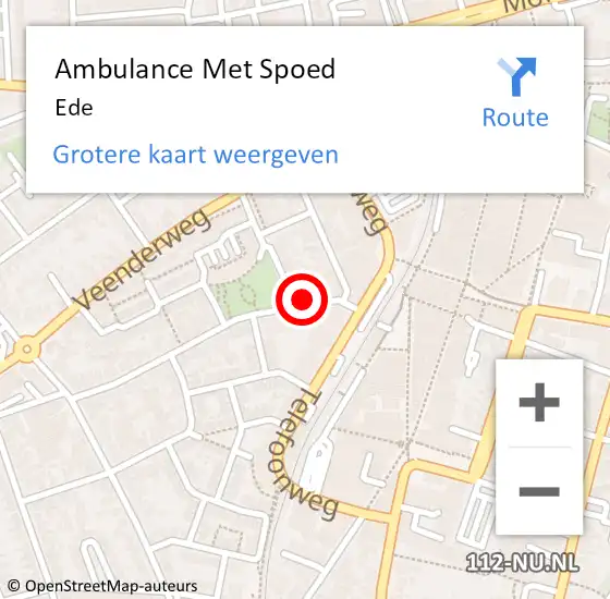 Locatie op kaart van de 112 melding: Ambulance Met Spoed Naar Ede op 16 mei 2024 07:52