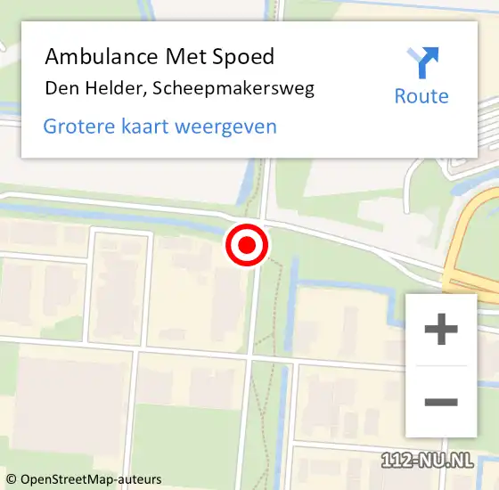 Locatie op kaart van de 112 melding: Ambulance Met Spoed Naar Den Helder, Scheepmakersweg op 16 mei 2024 07:57