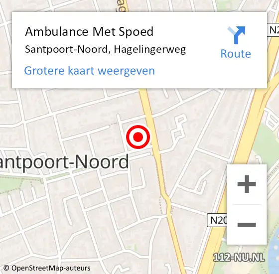Locatie op kaart van de 112 melding: Ambulance Met Spoed Naar Santpoort-Noord, Hagelingerweg op 16 mei 2024 08:01