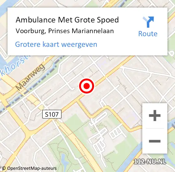 Locatie op kaart van de 112 melding: Ambulance Met Grote Spoed Naar Voorburg, Prinses Mariannelaan op 16 mei 2024 08:09